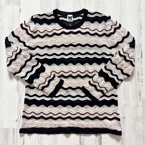 M BY MISSONI WAVE LONG SLEEVE TOP - Pink, Black SUS Size 10 / 46